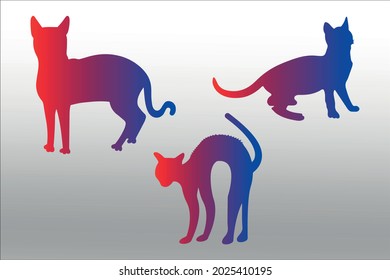 set of cat silhouette abstract,  line isolated or logo isolated sign symbol vector, outline and stroke style Collection of high-quality color style vector illustration,