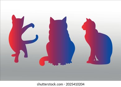 set of cat silhouette abstract,  line isolated or logo isolated sign symbol vector, outline and stroke style Collection of high-quality color style vector illustration,