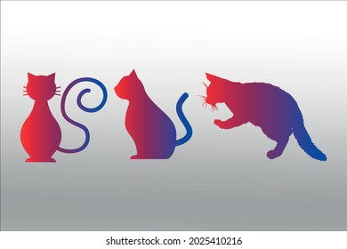 set of cat silhouette abstract,  line isolated or logo isolated sign symbol vector, outline and stroke style Collection of high-quality color style vector illustration,