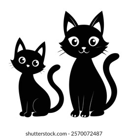 Set of Cat silhouette black cat art illustration Premium Vector