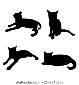 set of cat silhouette element