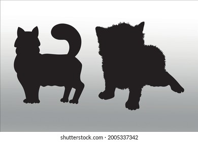 set of cat silhouette line  isolated or logo isolated sign symbol vector, outline and stroke style Collection of high-quality black style vector illustration