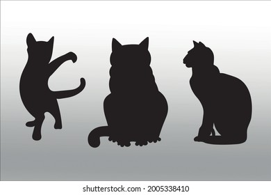 set of cat silhouette line  isolated or logo isolated sign symbol vector, outline and stroke style Collection of high-quality black style vector illustration