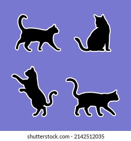 set of cat silhouette vector illustration 