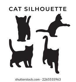 Set of Cat Silhouette, Cat vector illustration.Pet Vector. 