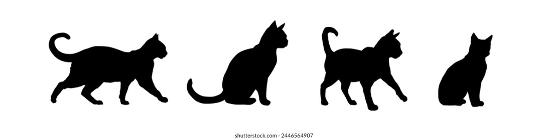 Set of cat silhouette - vector illustration	