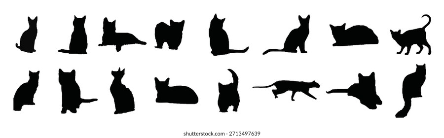 Conjunto de Ilustración vectorial de silueta de gato