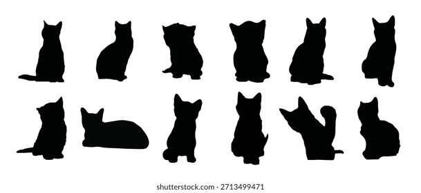 Conjunto de Ilustración vectorial de silueta de gato