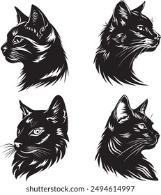 Set of cat Silhouettes, cat Animals vector