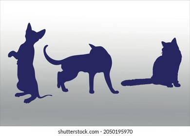 set of cat silhouettes, line isolated or logo isolated sign symbol vector, outline and stroke style Collection of high-quality vector illustration,