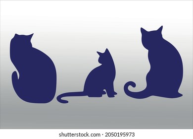 set of cat silhouettes, line isolated or logo isolated sign symbol vector, outline and stroke style Collection of high-quality vector illustration,