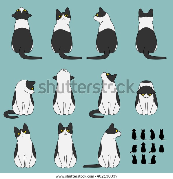 Set Cat Sitting Poses Stock Vector Royalty Free