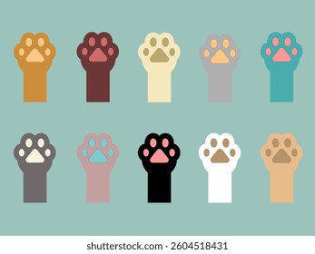 Set of cat vector colorful paws
Vector cat paws of different colors big set icons