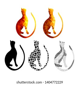 Set of cat vectors with different styles isolated on white.