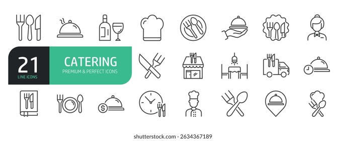 Set Of Catering Line Icons.