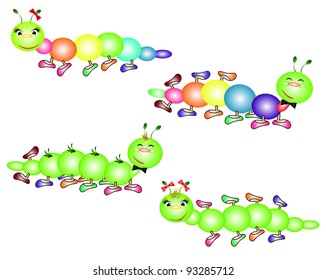 Set caterpillars,vector,