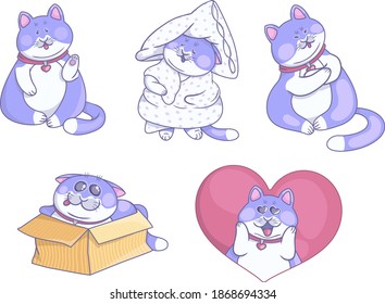 A set of cat-like emotions. Cat for text or print
