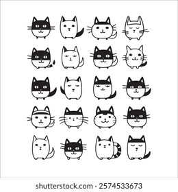 Set of cats, cute cat illustration