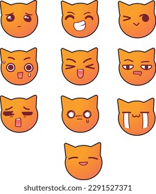 set of cats with different expression vector illustration . 