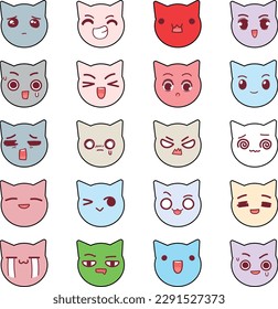 set of cats with different expression vector illustration . 