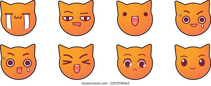 set of cats with different expression vector illustration .