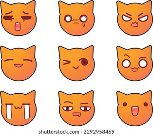 set of cats with different expression vector illustration .