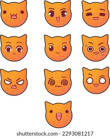 set of cats with different expression vector illustration .