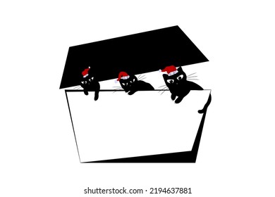 Set of cats. Domestic kitten. Black silhouette of cats. Tatoo, print.