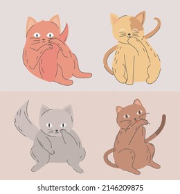 set of cats feline animals