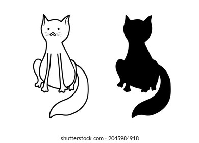 Set of cats for Halloween. Vector elements for design. Doodle illustration.