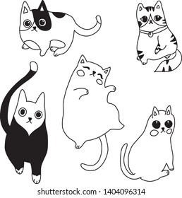 Set of cats hand drawn