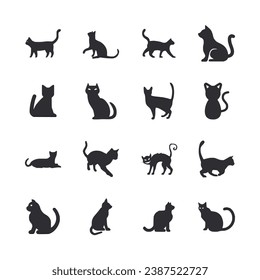 set of cats icon silhouettes