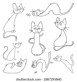 Icono de establecer gatos. Caricatura vectorial gatos graciosos.