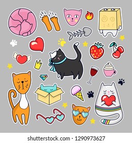 
Set of cats icons in vector with elements.