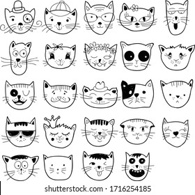 A Set of cats illustrations suitable for any cats and animal content with doodle and cartoon style