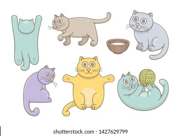 Set of Cats. isolated on white background