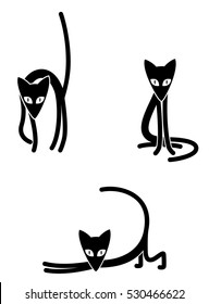 Set of cats. Logo. Icons. Cartoon. Caricature. Flat.