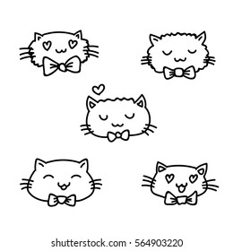 set of cats in love. vector illustration