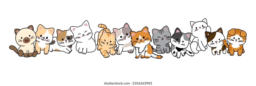 Set of cats on white background vector illustration