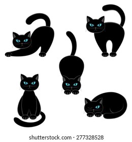 Set of cats on a white background.