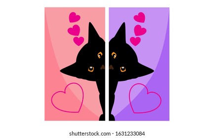 a set of cats peering behind a wall for a banner or brochure