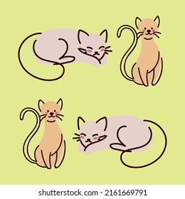 set of cats pets animal