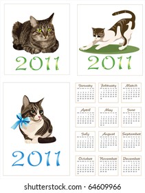 set of  cats for  pocket calendar 2011