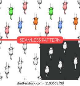 Set of cats "Scratches". Seamless patterns.