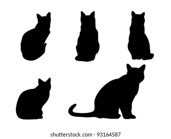 Set of cats silhouette