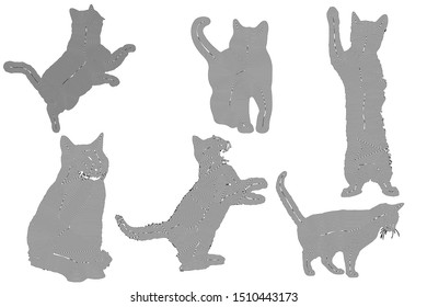 set of cats silhouette, black lines on a white background, eps 10