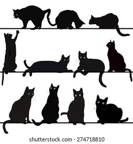 Set of cats silhouettes