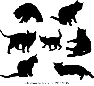 Set of cats silhouettes  in different poses