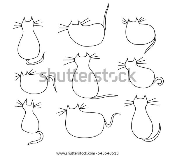 Set Cats Silhouettes On Copybook Background Stock Vector (Royalty Free ...