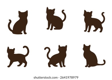 Set of cats Silhouettes on a white background.